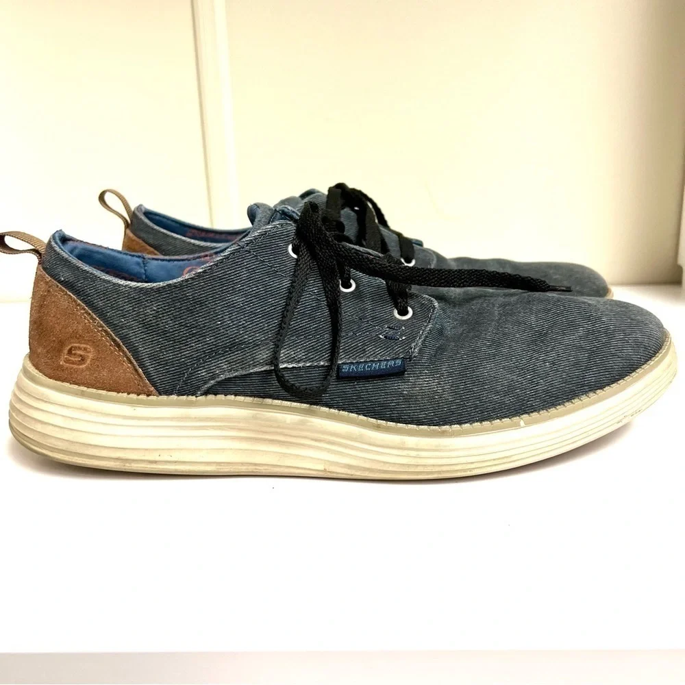 Skechers Status 2.0 Pexton Canvas Denim Sneaker Shoes Men's size 13